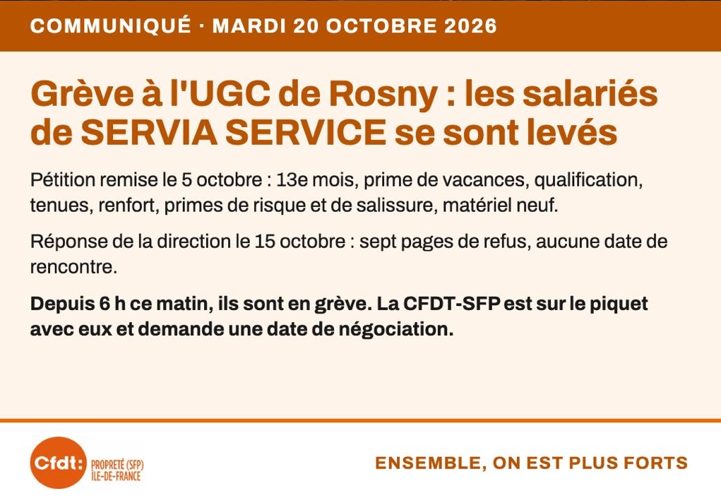 Greve du CFDT SFP à l'UGC Rosny